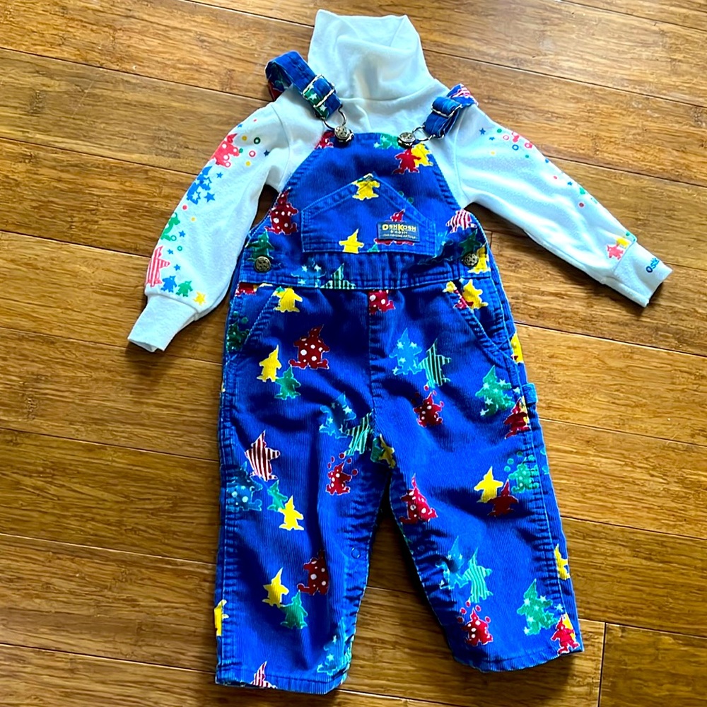 RARE vintage oshkosh b’gosh clown overalls with turtleneck